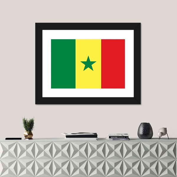 Senegal Flag Canvas Wall Art-1 Piece-Framed Print-20" x 16"-Tiaracle