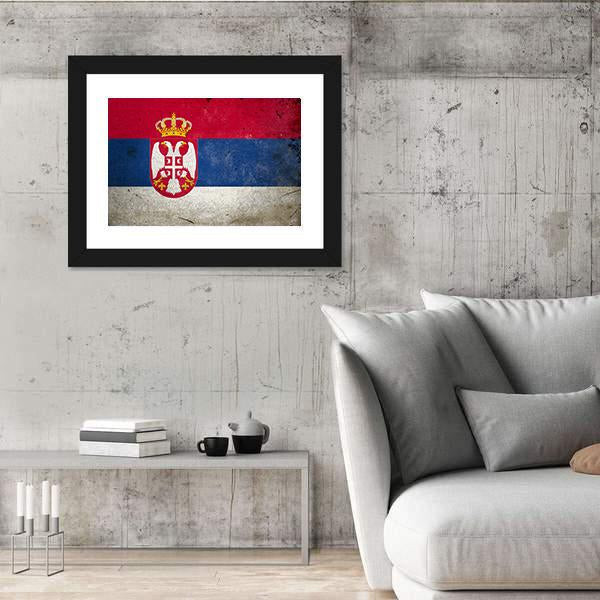 Serbia Flag On Grunge Texture Canvas Wall Art-3 Horizontal-Gallery Wrap-25" x 16"-Tiaracle