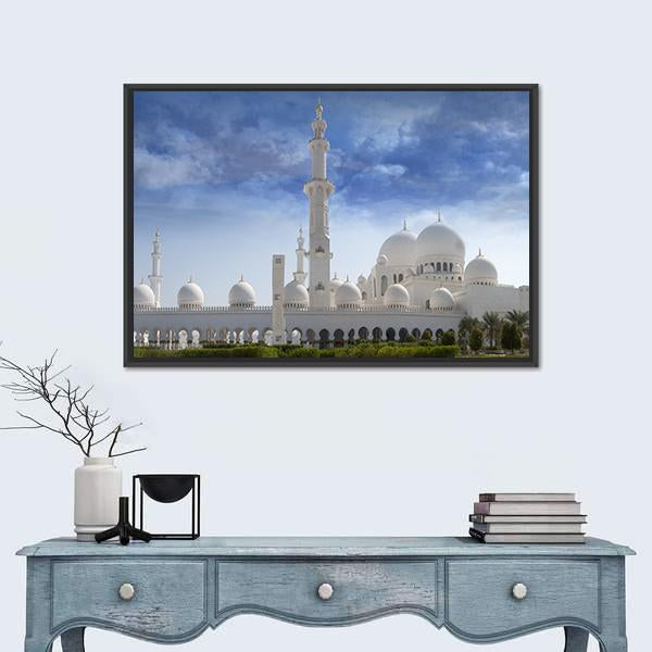 Sheikh Zayed Mosque In Abu Dhabi Canvas Wall Art-1 Piece-Floating Frame-24" x 16"-Tiaracle