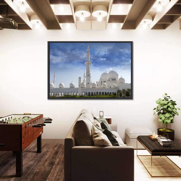 Sheikh Zayed Mosque In Abu Dhabi Canvas Wall Art-3 Horizontal-Gallery Wrap-25" x 16"-Tiaracle