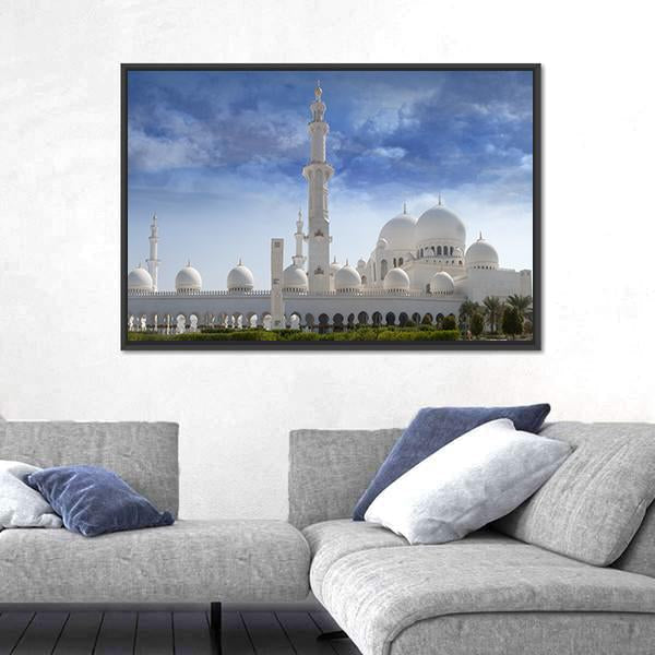 Sheikh Zayed Mosque In Abu Dhabi Canvas Wall Art-3 Horizontal-Gallery Wrap-25" x 16"-Tiaracle