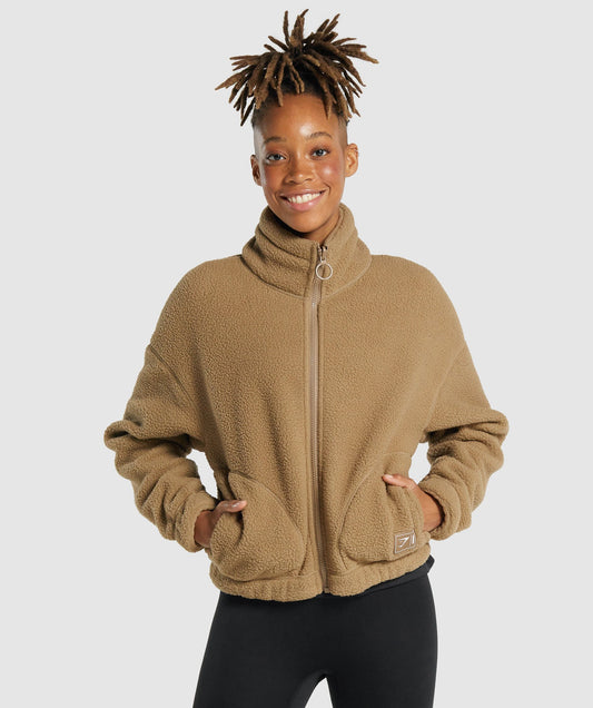 Gymshark Sherpa Jacke - hellbraun