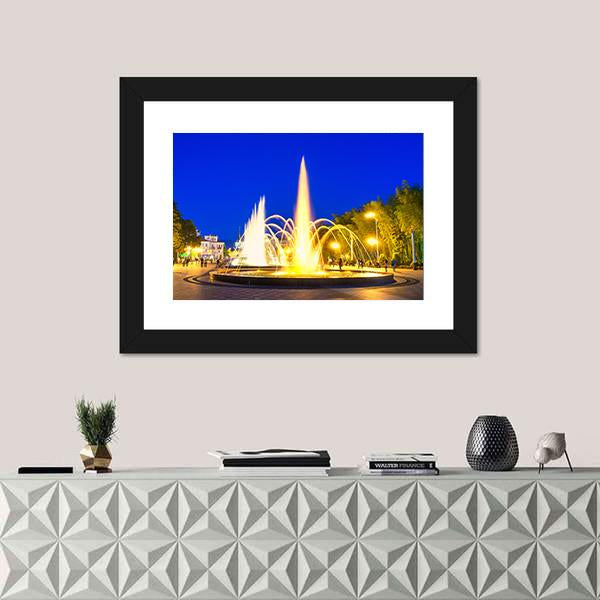 Dancing Fountains In Batumi Boulevard Canvas Wall Art-1 Piece-Framed Print-20" x 16"-Tiaracle