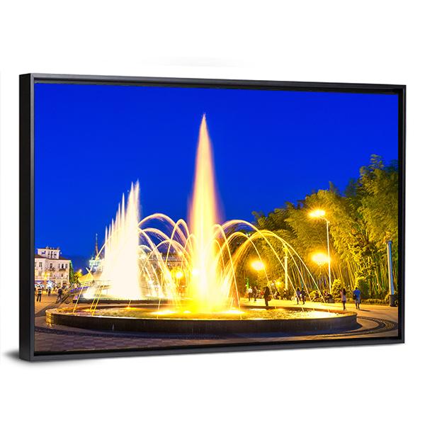 Dancing Fountains In Batumi Boulevard Canvas Wall Art-3 Horizontal-Gallery Wrap-25" x 16"-Tiaracle