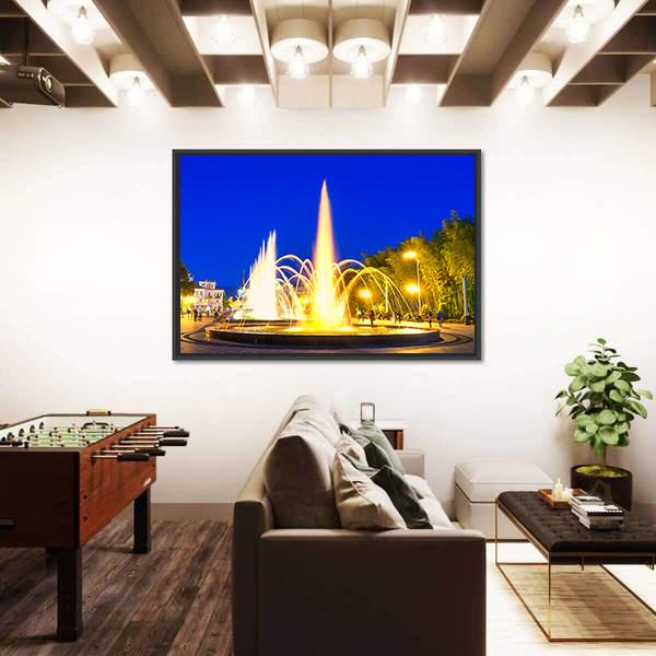 Dancing Fountains In Batumi Boulevard Canvas Wall Art-3 Horizontal-Gallery Wrap-25" x 16"-Tiaracle