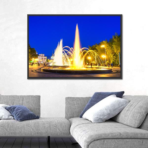 Dancing Fountains In Batumi Boulevard Canvas Wall Art-3 Horizontal-Gallery Wrap-25" x 16"-Tiaracle