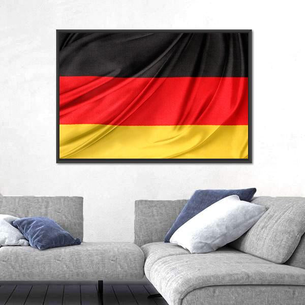 Silky German Flag Canvas Wall Art-3 Horizontal-Gallery Wrap-25" x 16"-Tiaracle