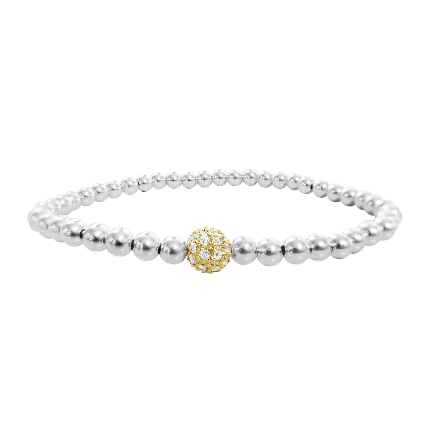 4 mm Perlenarmband mit funkelndem Mittelstein