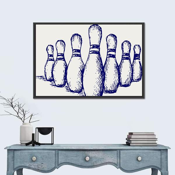 Sketch Of Bowling Canvas Wall Art-1 Piece-Floating Frame-24" x 16"-Tiaracle