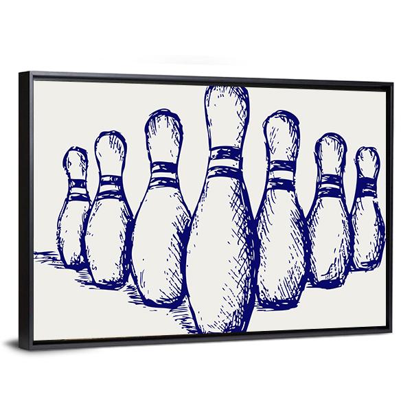 Sketch Of Bowling Canvas Wall Art-3 Horizontal-Gallery Wrap-25" x 16"-Tiaracle