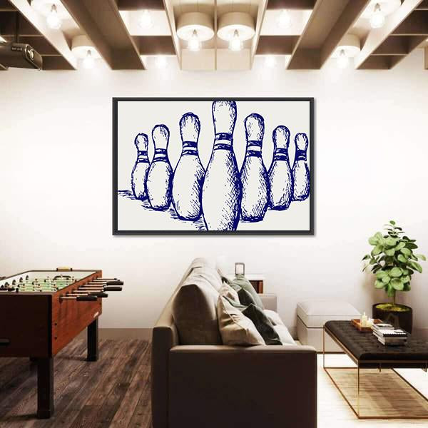 Sketch Of Bowling Canvas Wall Art-3 Horizontal-Gallery Wrap-25" x 16"-Tiaracle