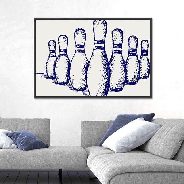 Sketch Of Bowling Canvas Wall Art-3 Horizontal-Gallery Wrap-25" x 16"-Tiaracle