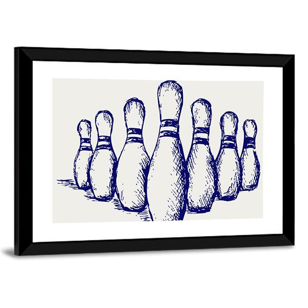 Sketch Of Bowling Canvas Wall Art-3 Horizontal-Gallery Wrap-25" x 16"-Tiaracle