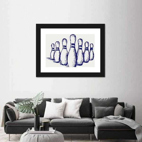 Sketch Of Bowling Canvas Wall Art-3 Horizontal-Gallery Wrap-25" x 16"-Tiaracle