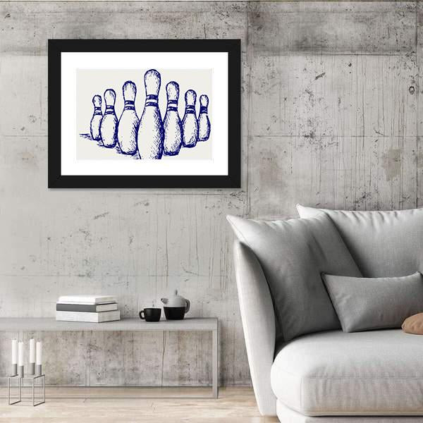 Sketch Of Bowling Canvas Wall Art-3 Horizontal-Gallery Wrap-25" x 16"-Tiaracle
