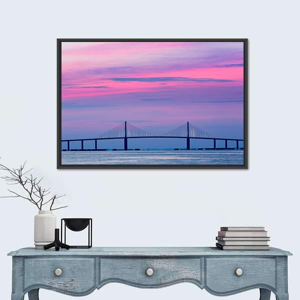 Skyway Bridge Canvas Wall Art-1 Piece-Floating Frame-24" x 16"-Tiaracle