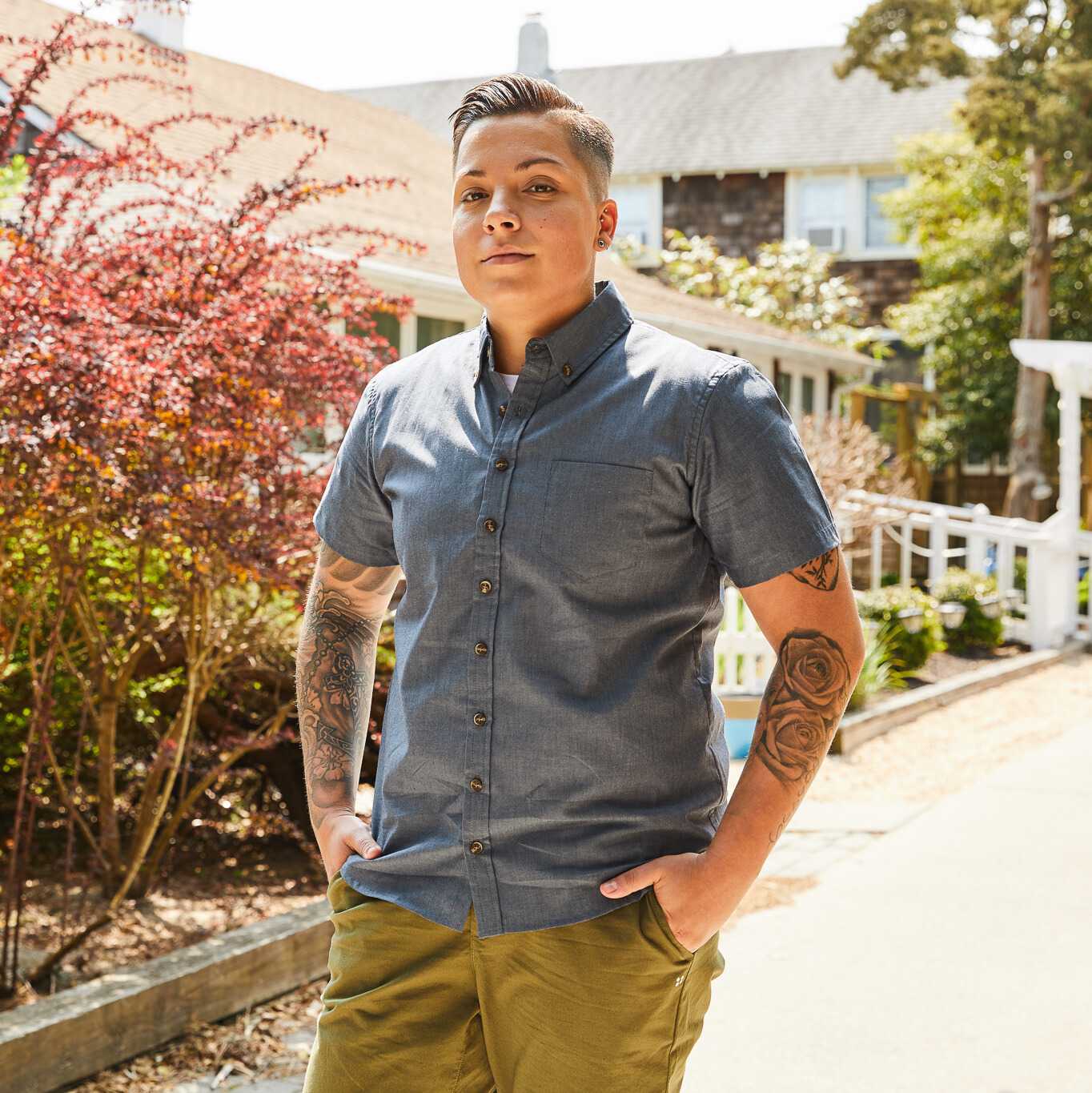 Slate Blue Chambray Short-Sleeve Shirt