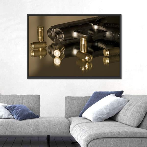 Small Gas Pistols For Self Defense Canvas Wall Art-3 Horizontal-Gallery Wrap-25" x 16"-Tiaracle