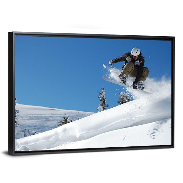 Snowboarder Jumping Motion Canvas Wall Art-3 Horizontal-Gallery Wrap-25" x 16"-Tiaracle