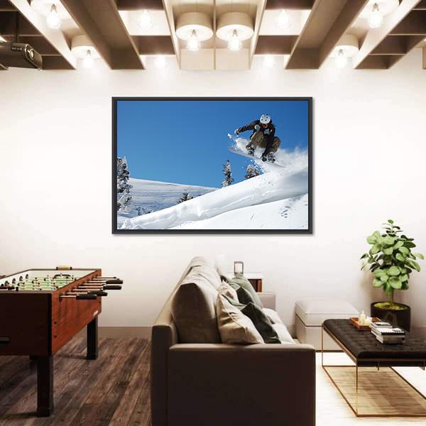 Snowboarder Jumping Motion Canvas Wall Art-3 Horizontal-Gallery Wrap-25" x 16"-Tiaracle