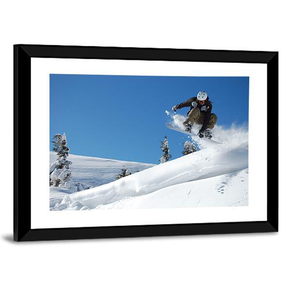 Snowboarder Jumping Motion Canvas Wall Art-3 Horizontal-Gallery Wrap-25" x 16"-Tiaracle