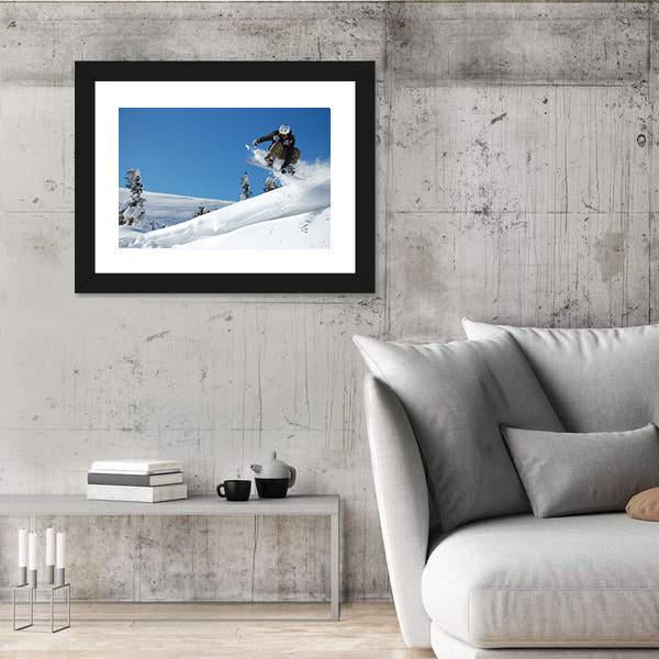 Snowboarder Jumping Motion Canvas Wall Art-3 Horizontal-Gallery Wrap-25" x 16"-Tiaracle