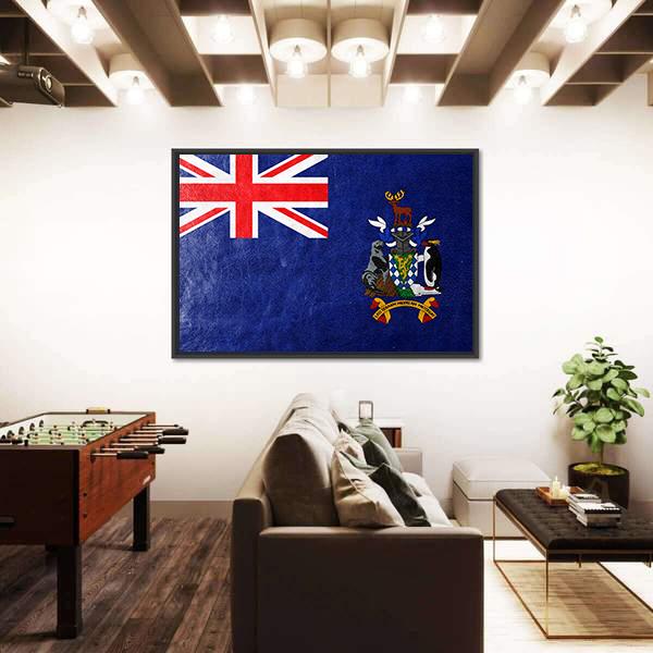 South Georgia And South Sandwich Island Flag Canvas Wall Art-3 Horizontal-Gallery Wrap-25" x 16"-Tiaracle