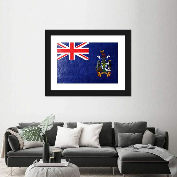 South Georgia And South Sandwich Island Flag Canvas Wall Art-3 Horizontal-Gallery Wrap-25" x 16"-Tiaracle