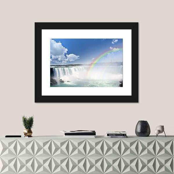 Spectacular Rainbows At Canadian Side Of Niagara Falls Canvas Wall Art-1 Piece-Framed Print-20" x 16"-Tiaracle