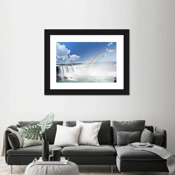 Spectacular Rainbows At Canadian Side Of Niagara Falls Canvas Wall Art-3 Horizontal-Gallery Wrap-25" x 16"-Tiaracle