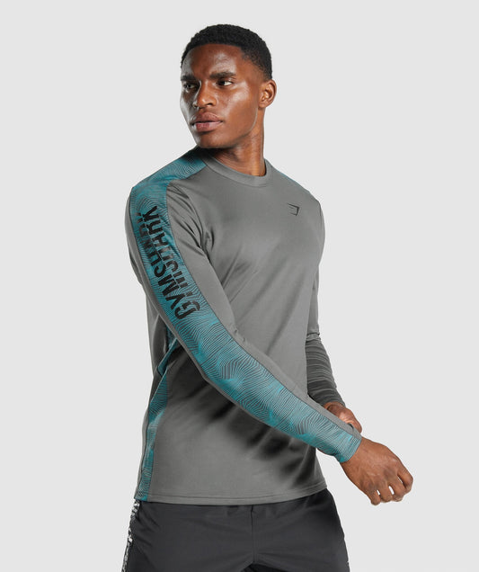 Gymshark Sport Langarm Grafik T -Shirt - grau