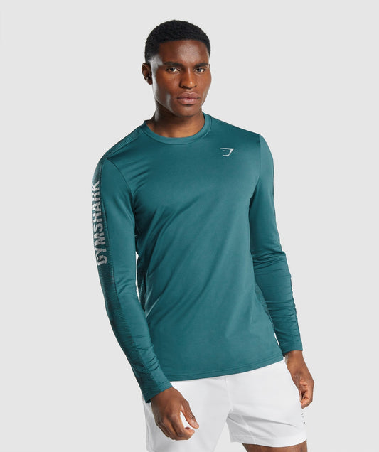 Gymshark Sport Langarm Grafik T -Shirt - blaugrün