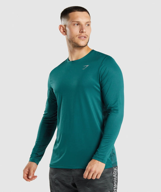 Gymshark Sport Langarm T -Shirt - blaugrün