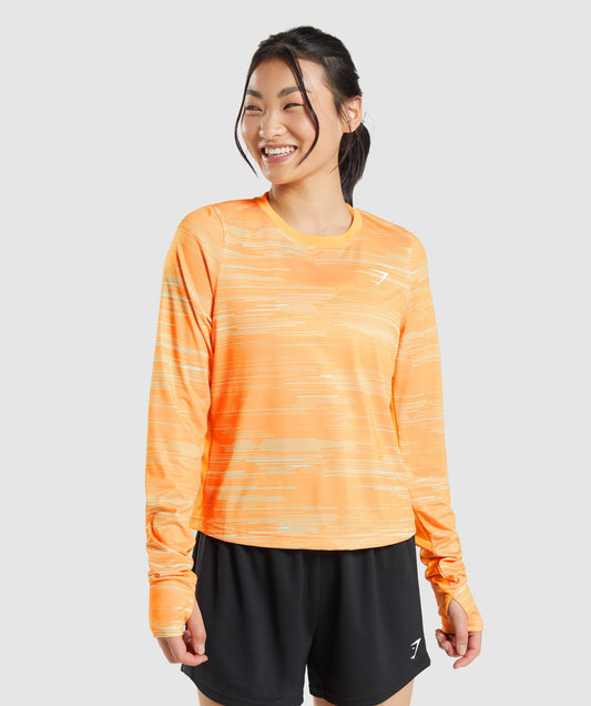 Gymshark Sport Loose Long Sleeve T-Shirt - Orange Print