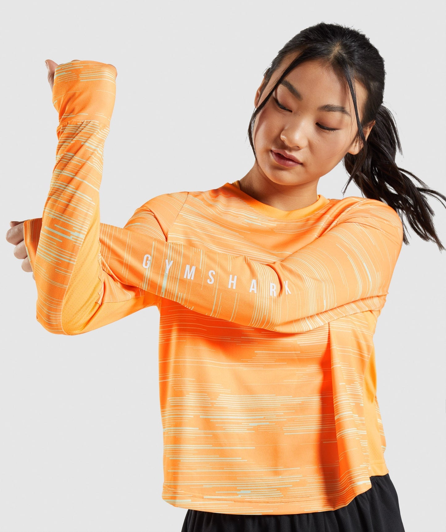 Gymshark Sport Loose Long Sleeve T-Shirt - Orange Print