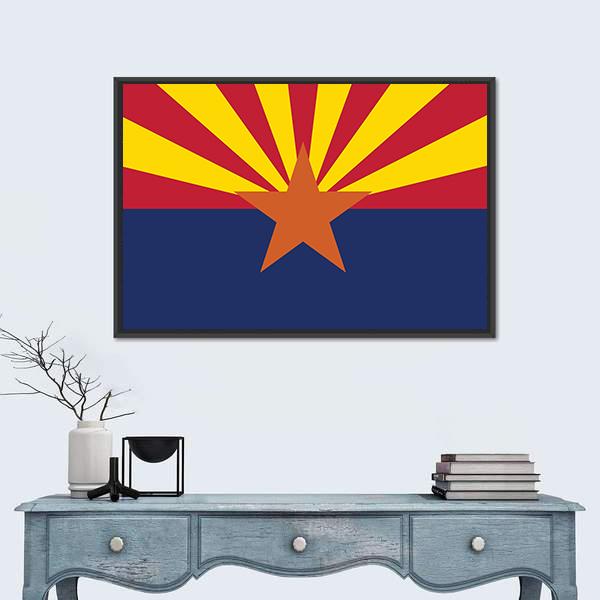 State Of Arizona Flag Canvas Wall Art-1 Piece-Floating Frame-24" x 16"-Tiaracle