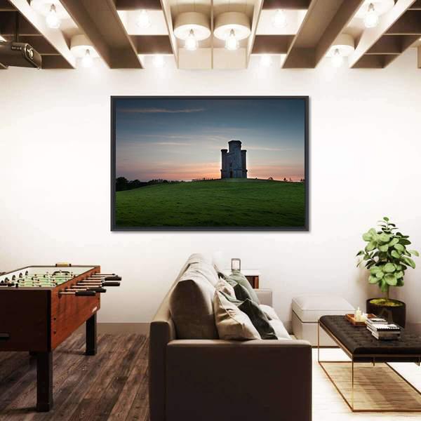 Sunset At Paxton's Tower Canvas Wall Art-3 Horizontal-Gallery Wrap-25" x 16"-Tiaracle