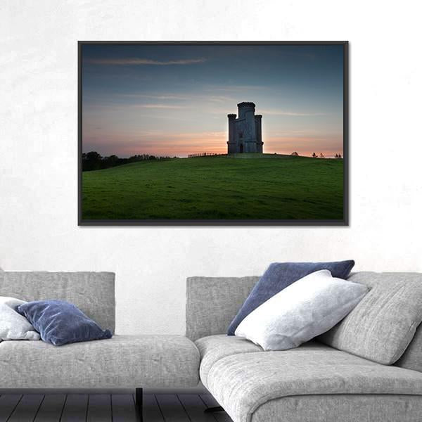 Sunset At Paxton's Tower Canvas Wall Art-3 Horizontal-Gallery Wrap-25" x 16"-Tiaracle