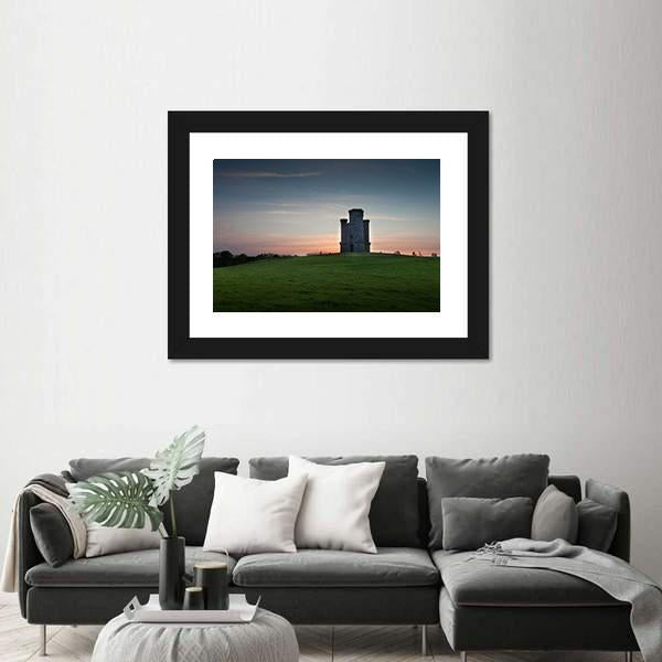 Sunset At Paxton's Tower Canvas Wall Art-3 Horizontal-Gallery Wrap-25" x 16"-Tiaracle