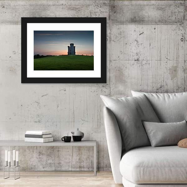 Sunset At Paxton's Tower Canvas Wall Art-3 Horizontal-Gallery Wrap-25" x 16"-Tiaracle