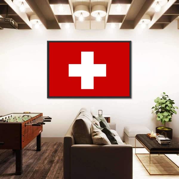 Switzerland Flag Canvas Wall Art-3 Horizontal-Gallery Wrap-25" x 16"-Tiaracle