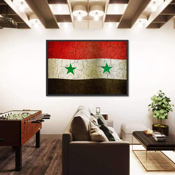 Syrian Flag On A Cracked Grunge Canvas Wall Art-3 Horizontal-Gallery Wrap-25" x 16"-Tiaracle