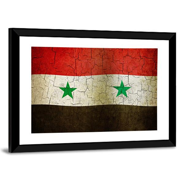 Syrian Flag On A Cracked Grunge Canvas Wall Art-3 Horizontal-Gallery Wrap-25" x 16"-Tiaracle
