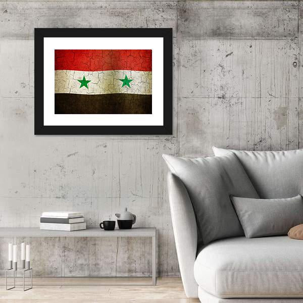 Syrian Flag On A Cracked Grunge Canvas Wall Art-3 Horizontal-Gallery Wrap-25" x 16"-Tiaracle