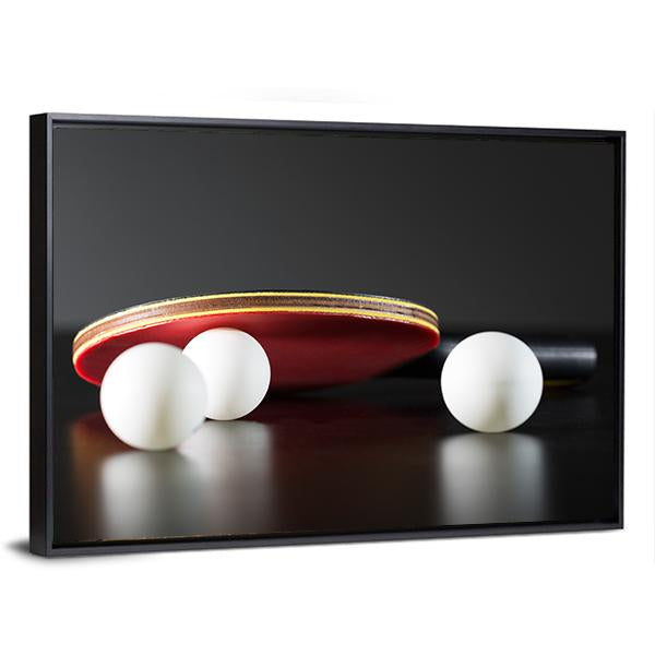 Table Tennis Racket And Balls On Dark Table Canvas Wall Art-3 Horizontal-Gallery Wrap-25" x 16"-Tiaracle