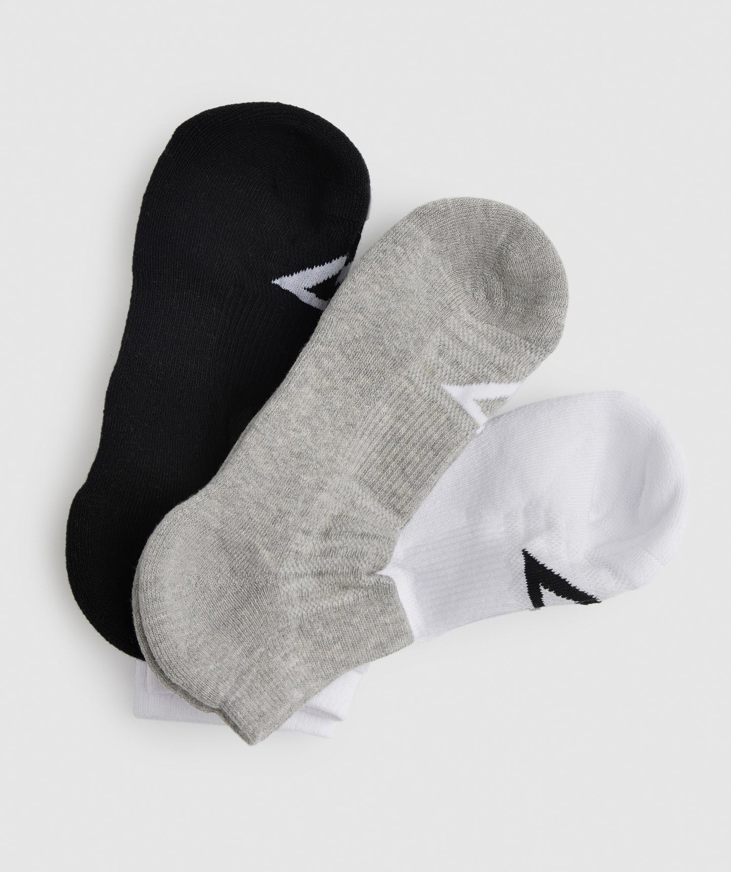 Gymshark -Knöchelsocken 3pk - Weiß/hellgrauer Mergel/Schwarz