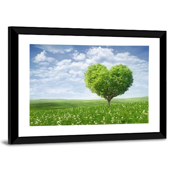 Tree In The Shape Of Heart Under Cloudy Sky Canvas Wall Art-3 Horizontal-Gallery Wrap-25" x 16"-Tiaracle