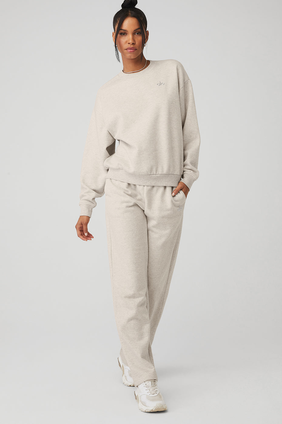 Accolade Crew Neck Pullover & Accolade Straight Leg Sweatpant Set - Oatmeal Heather