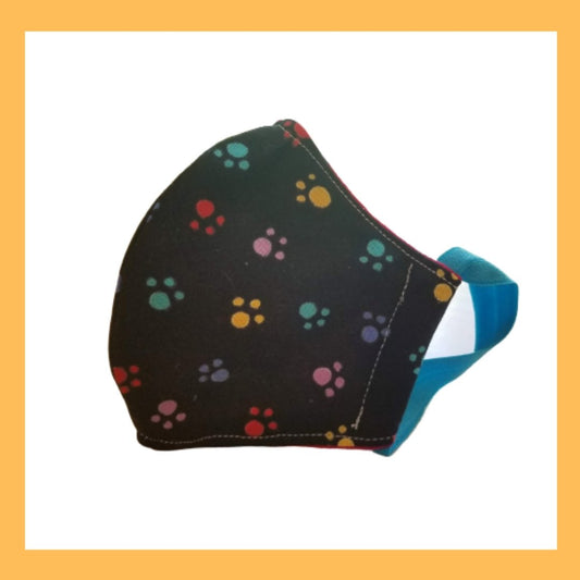 Gesichtsmaske aus Stoff mit Pfotenabdruck, Baumwolle, handgefertigt in Los Angeles