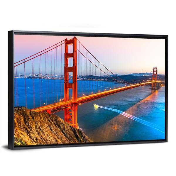 View Of Golden Gate Bridge Canvas Wall Art-3 Horizontal-Gallery Wrap-25" x 16"-Tiaracle